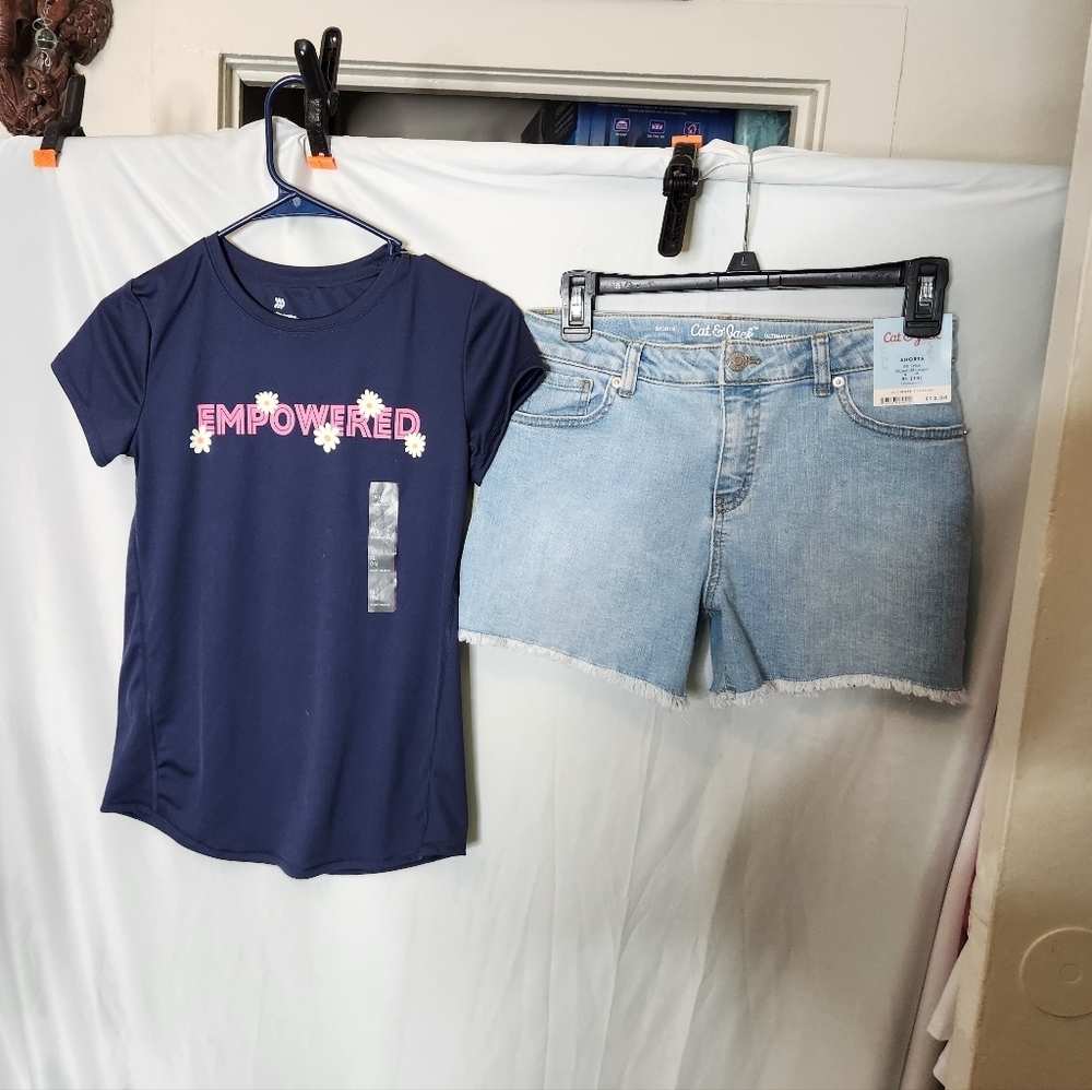 Set of All in Motion Tee & Cat and Jack Shorts for kids
